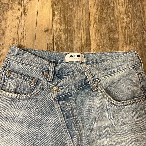 Agolde Criss Cross Upsized Jean Suburbia Light Wash Size 25 Loose High Rise - Picture 10 of 14